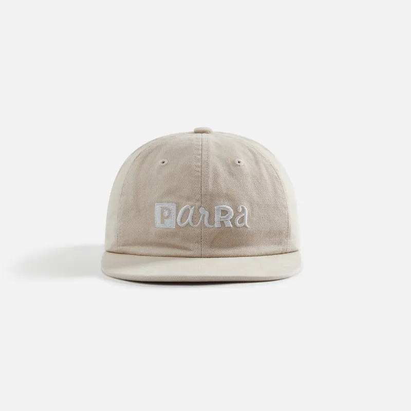 by Parra Blocked Logo 6 Panel Cap - Off White sold by Kith