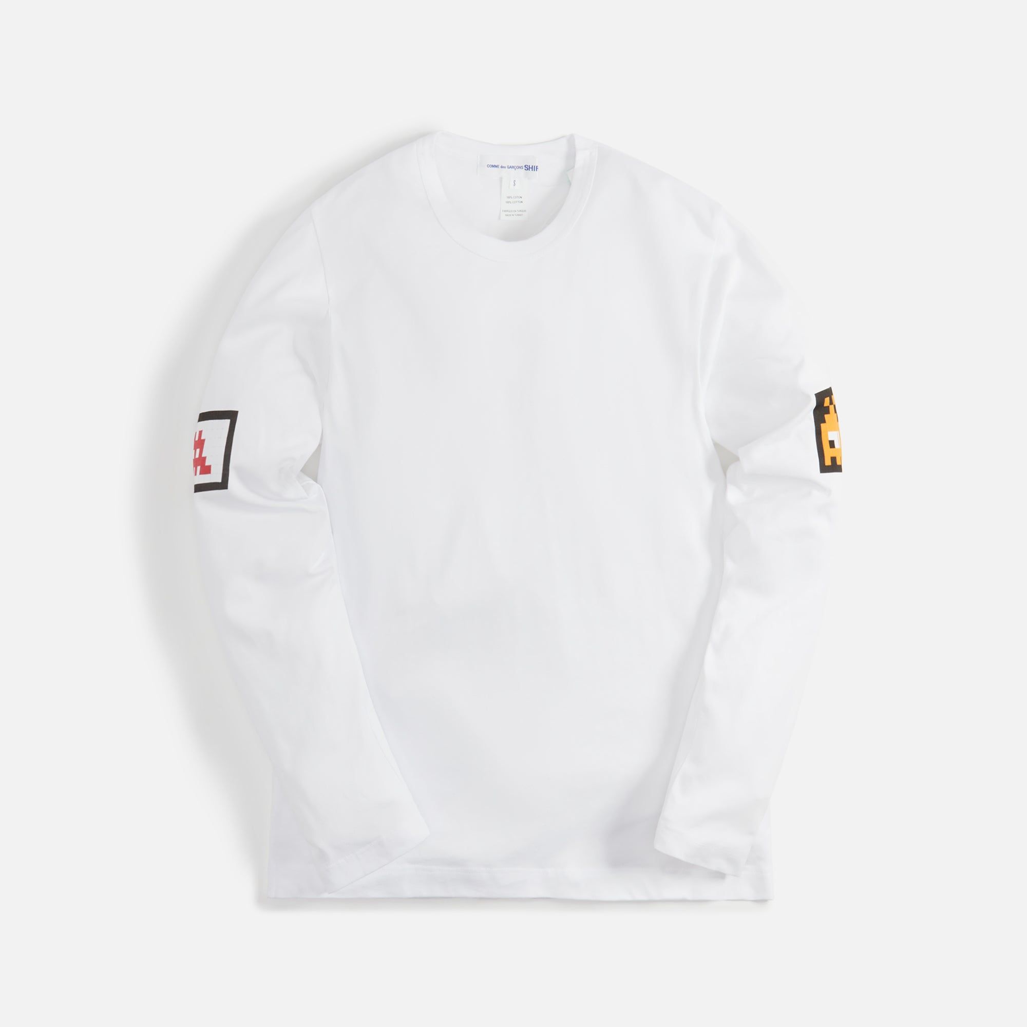 Comme des Garçons Shirt Long Sleeve Invader Digital Print Tee - White sold by Kith