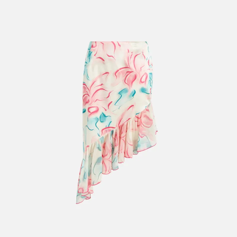 Kim Shui Pink Mesh Floral Midi Skirt - Pink sold by Kith