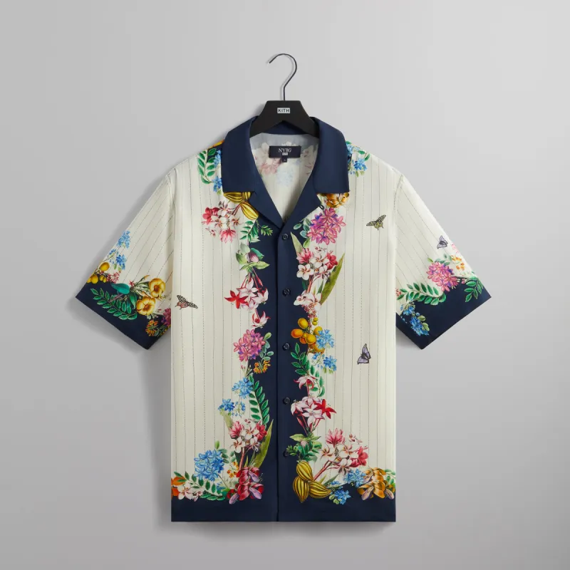 Kith for New York Botanical Garden Pinstripe Floral Thompson Shirt - Silk sold by Kith