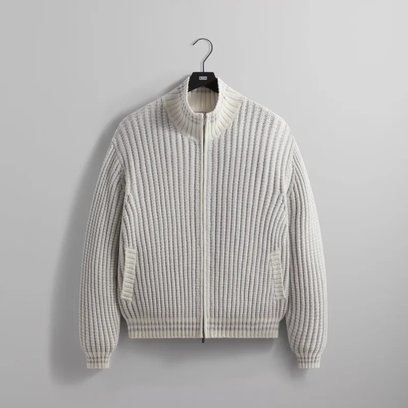 Kith Wyona Open Knit Full Zip Sweater - Light Heather Grey sold by Kith