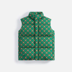 ERL Printed Quilted Puffer Vest - Green Plaid sold by Kith