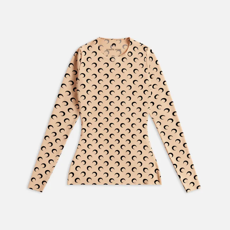 Marine Serre Moon Printed Jersey Second Skin Crewneck - Tan sold by Kith