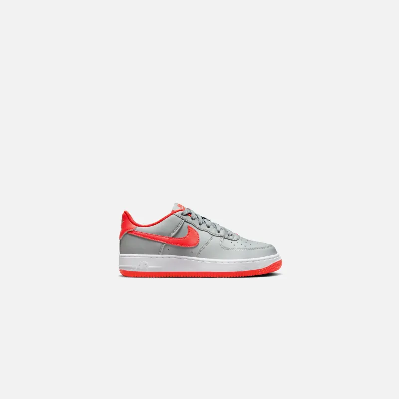 Nike GS Air Force 1 - Light Smoke Grey / Bright Crimson / White sold by Kith