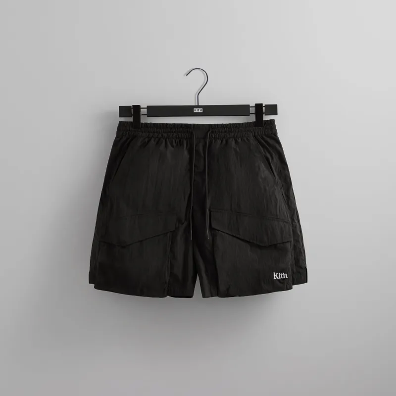 Kith Wrinkle Nylon Boreum Cargo Short - Black sold by Kith
