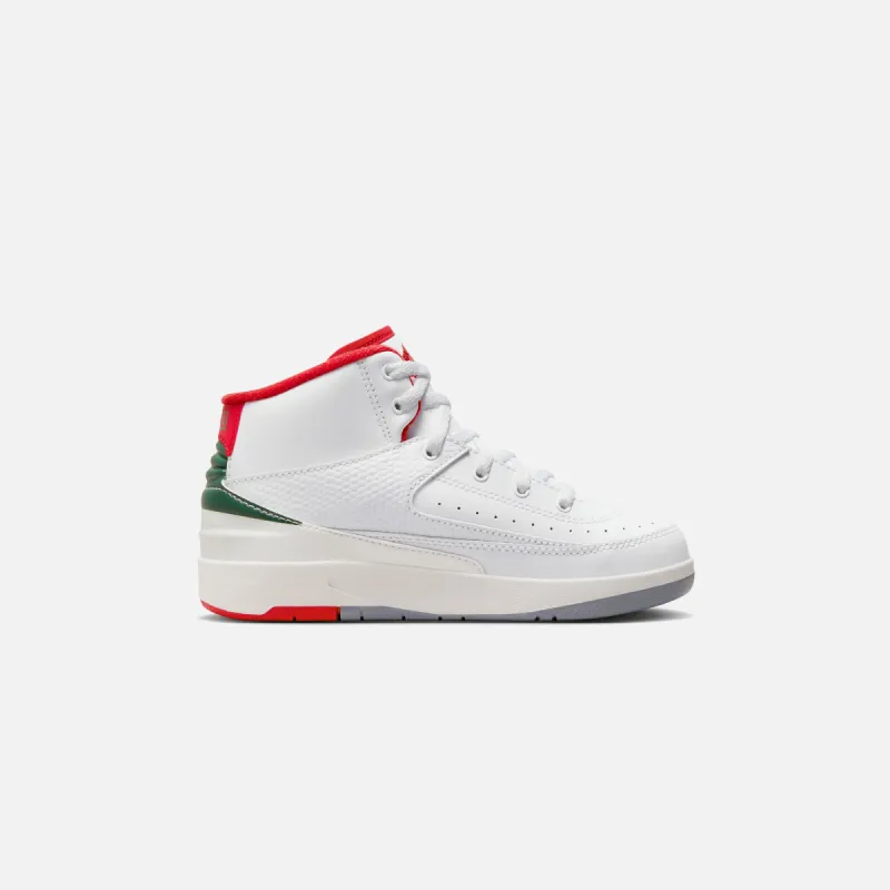 Nike PS Air Jordan 2 Retro - White / Fire Red / Fir / Sail sold by Kith