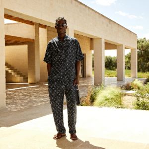 Kith Silk Geometric Stitch Barrow Pant - Nocturnal sold by Kith