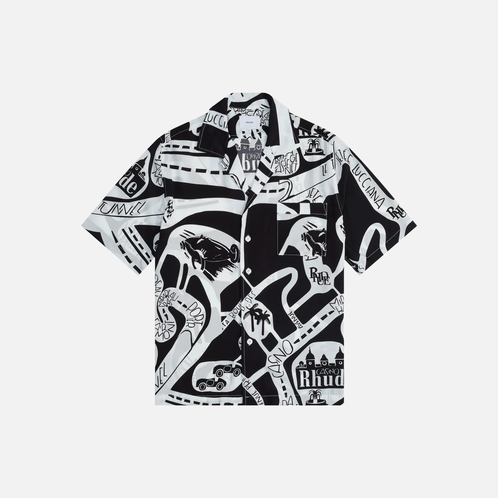 Rhude Strada Silk Shirt - Black / White sold by Kith