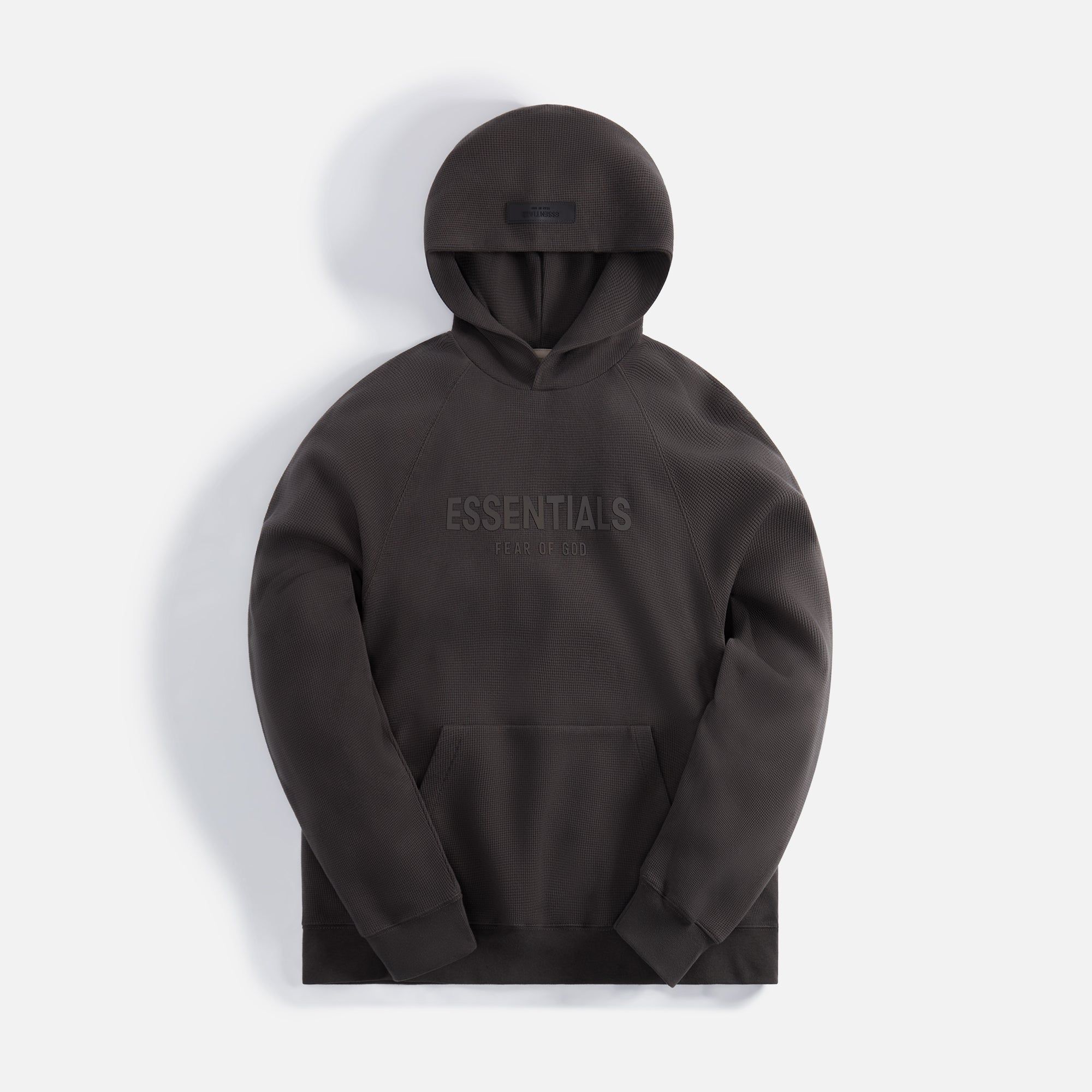 Essentials Heavy Waffle Raglan Hoodie - Off-Black sold by Kith