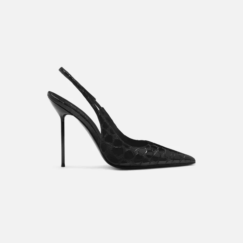 Paris Texas Lidia Slingback Heel 105 - Glossy Embossed Croco Black sold by Kith