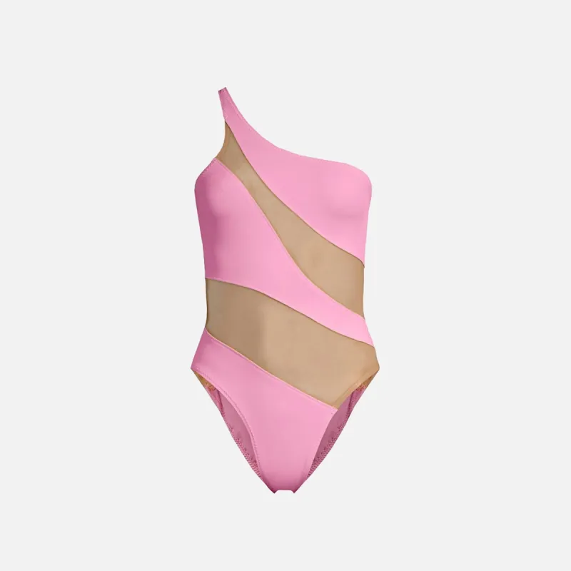 Norma Kamali Snake Mesh Mio Swimsuit - Candy Pink sold by Kith