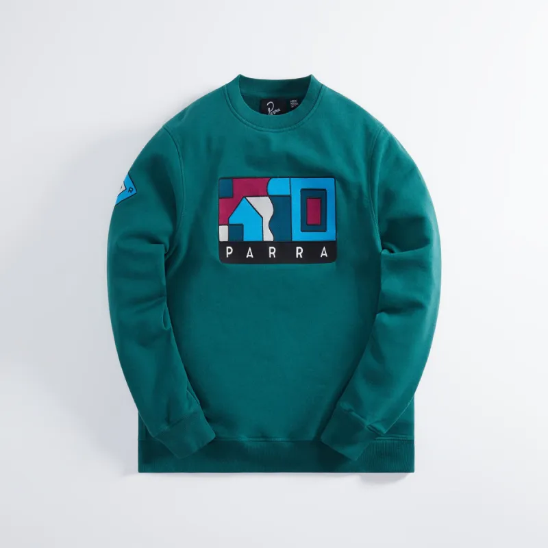 by Parra Blockhaus Crew Neck Sweatshirt - Pine Green sold by Kith