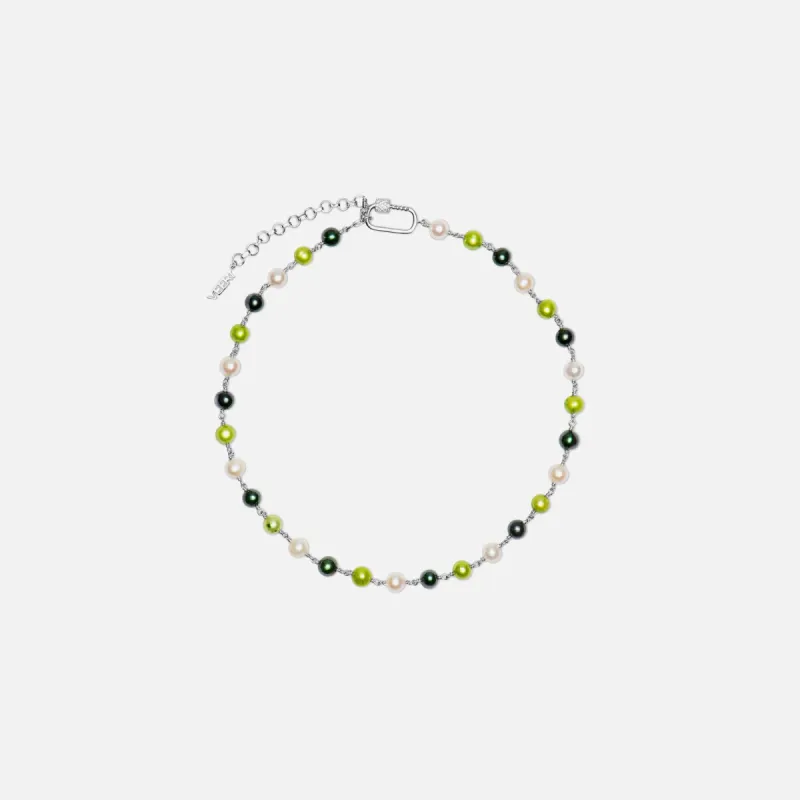 VEERT The Single Freshwater Pearl Necklace - White Gold / Multi Green sold by Kith