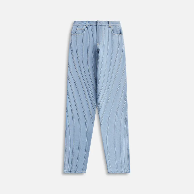Mugler Textured Denim Pant - Light Blue sold by Kith