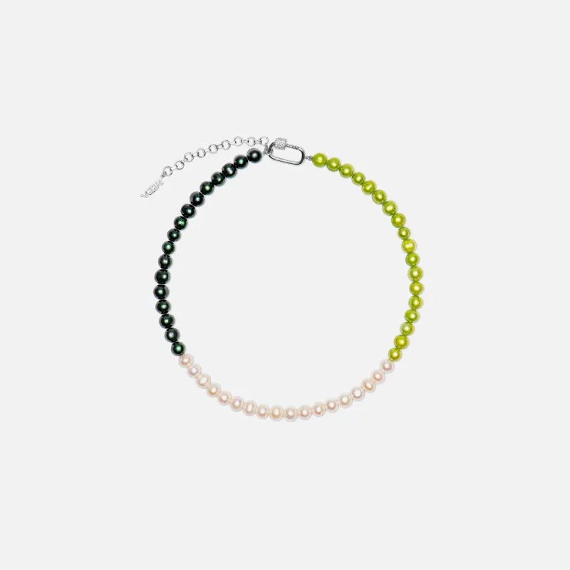 VEERT The Chunk Freshwater Pearl Necklace - White Gold / Multi Green sold by Kith