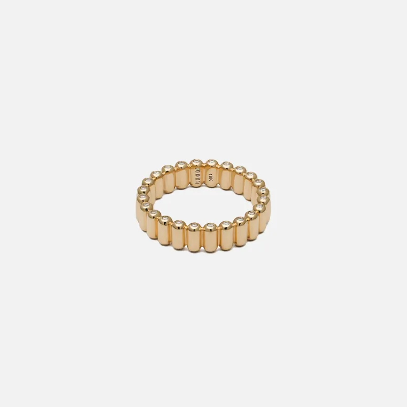 Maor Capsule 5MM Ring in Yellow Gold with White Diamond - Gold sold by Kith