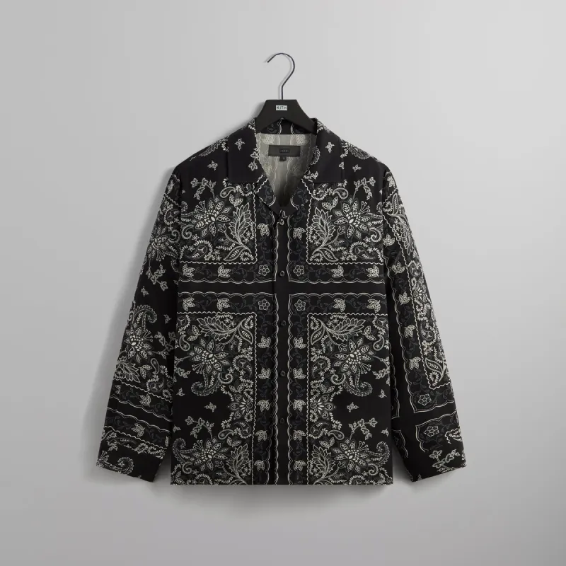 Kith 101 Vintage Floral Bandana Long Sleeve Thompson Shirt - Black sold by Kith