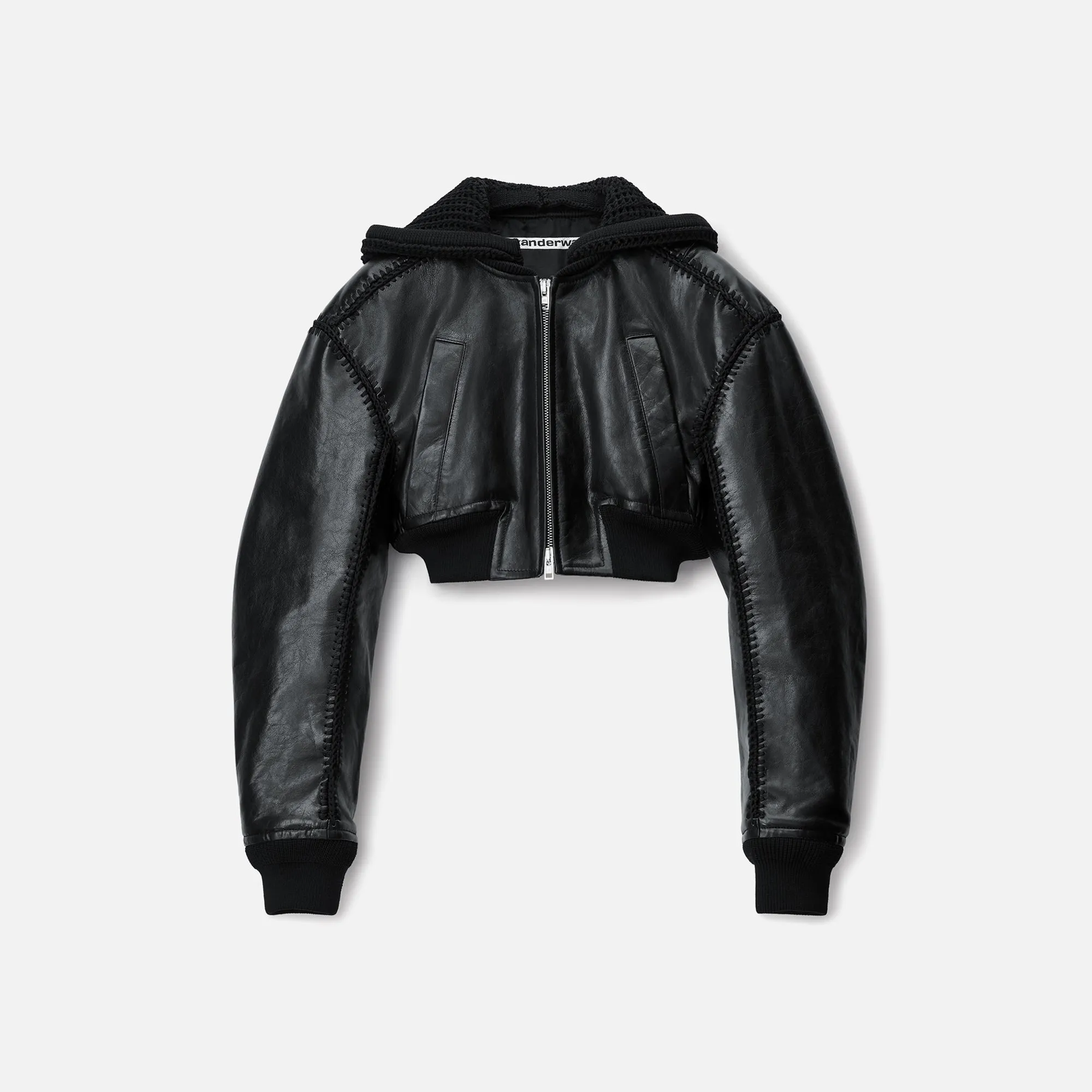 Alexander Wang Bomber Jacket with Crochet Hood - Black sold by Kith