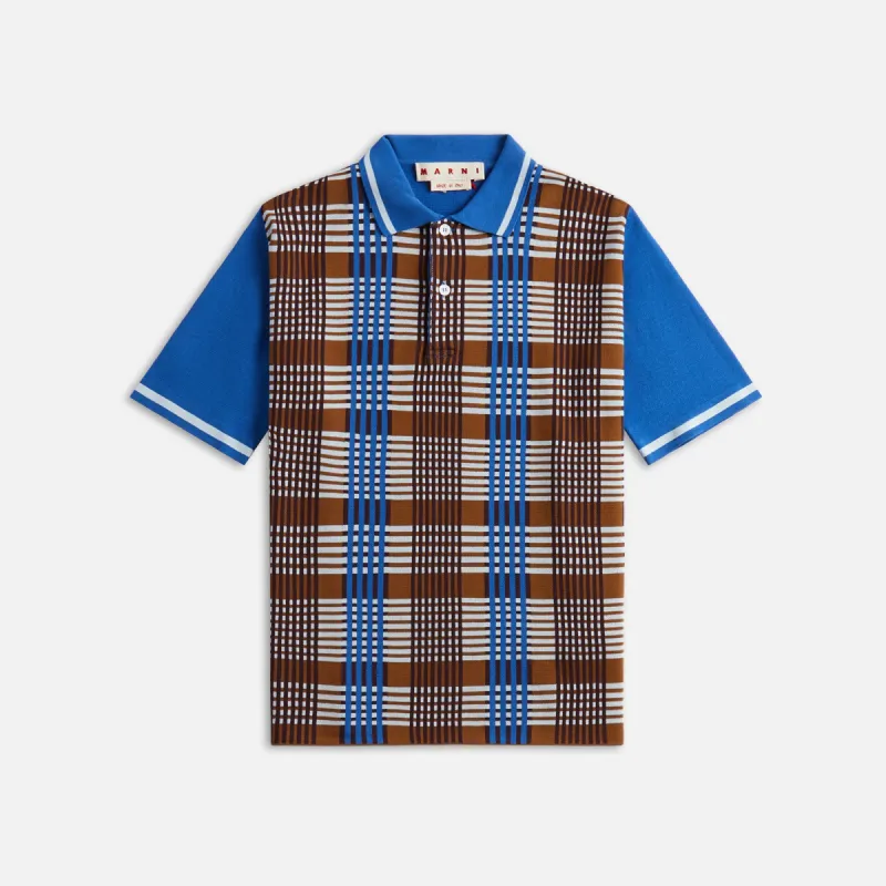 Marni Light Cotton Check Polo - Cigar made by Marni