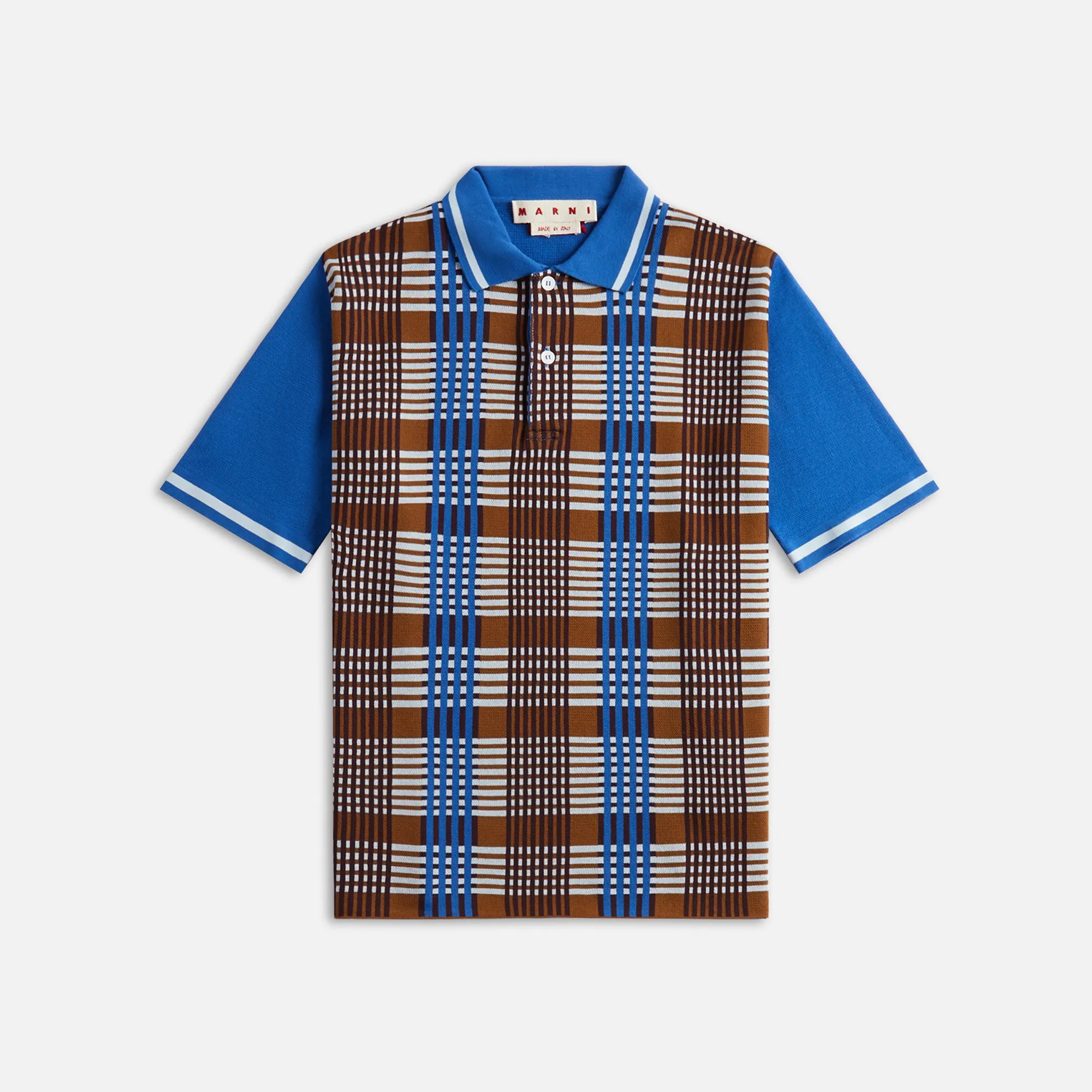 Marni Light Cotton Check Polo - Cigar sold by Kith