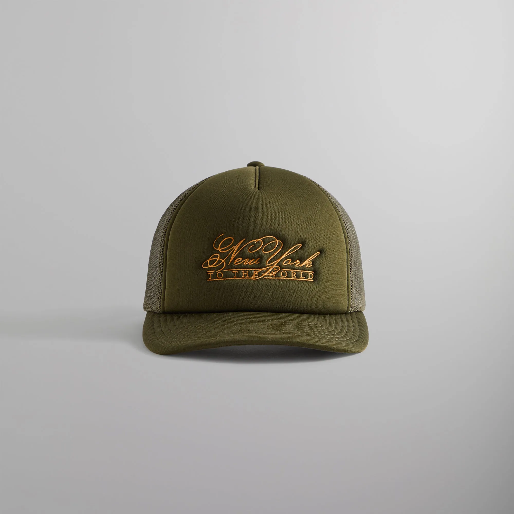 Kith NY to the World Nolan Poly Foam Trucker Hat - Cypress PH sold by Kith