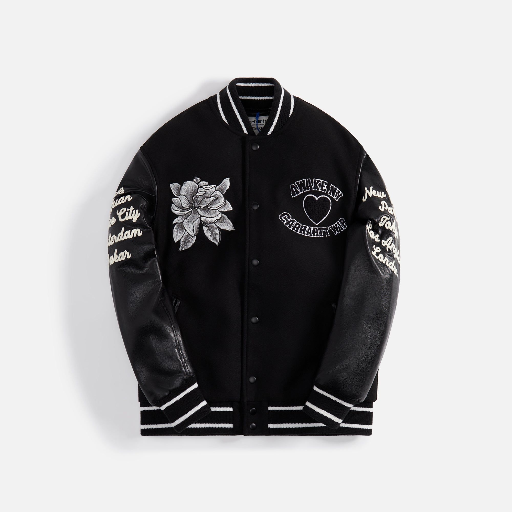 ジャケット・アウター AwakeNY CarharttWIP Teddy Jacket Black S CARHARTT WIP x AWAKE NY TEDDY VARSITY JACKET BLACK WORLD