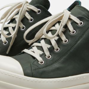 Rick Owens Scarpe Pelle Low Sneakers - Moss / Milk sold by Kith