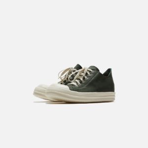 Rick Owens Scarpe Pelle Low Sneakers - Moss / Milk sold by Kith