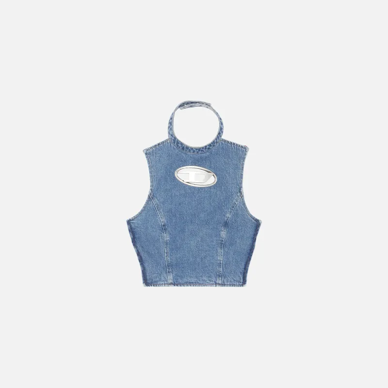 Diesel Thea Fringes D Logo Denim Top - Blue made by Kith