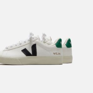 Veja Campo Chromefree Leather - Extra White / Black Emeraude / Green sold by Kith