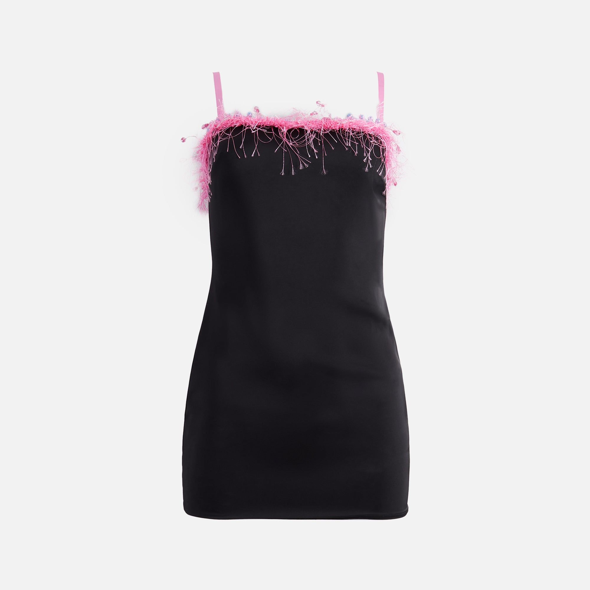 Danielle Guizio Satin Beaded Mini Dress - Black sold by Kith