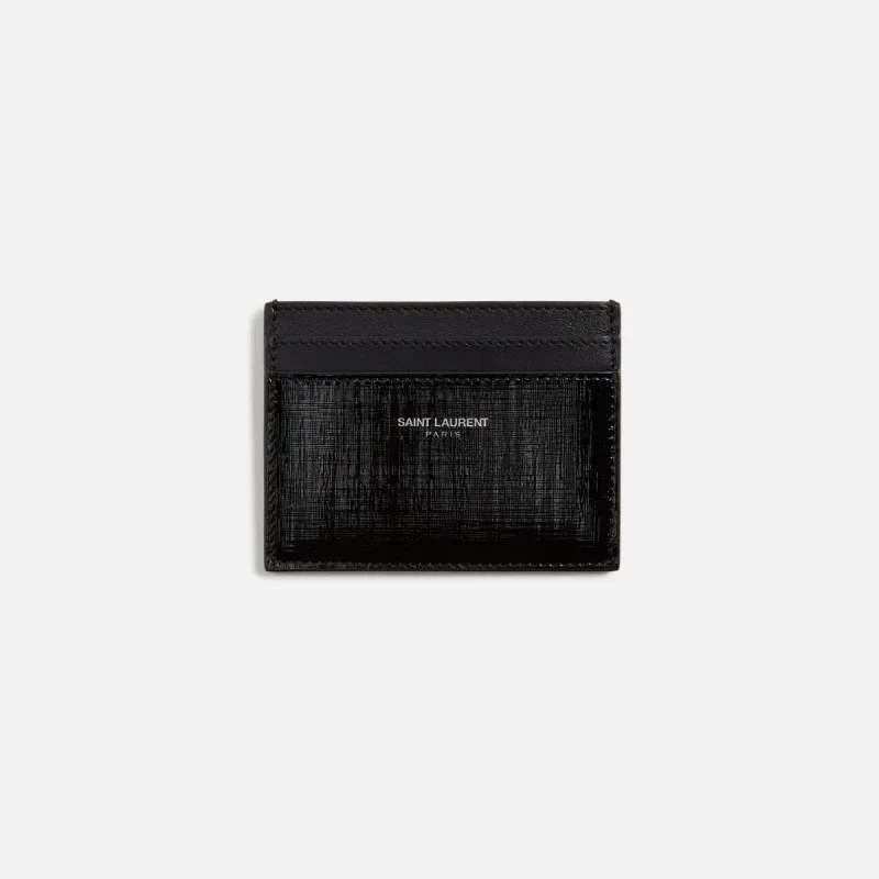 Saint Laurent YSL Black Grid Leather CC - Black sold by Kith