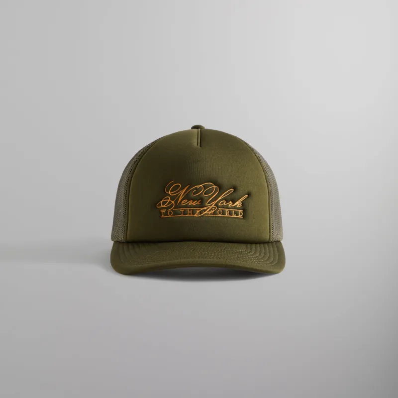 Kith NY to the World Nolan Poly Foam Trucker Hat - Cypress sold by Kith
