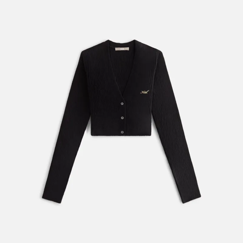 Kith Women Sydney Cropped Plush Rib Cardigan - Black sold by Kith