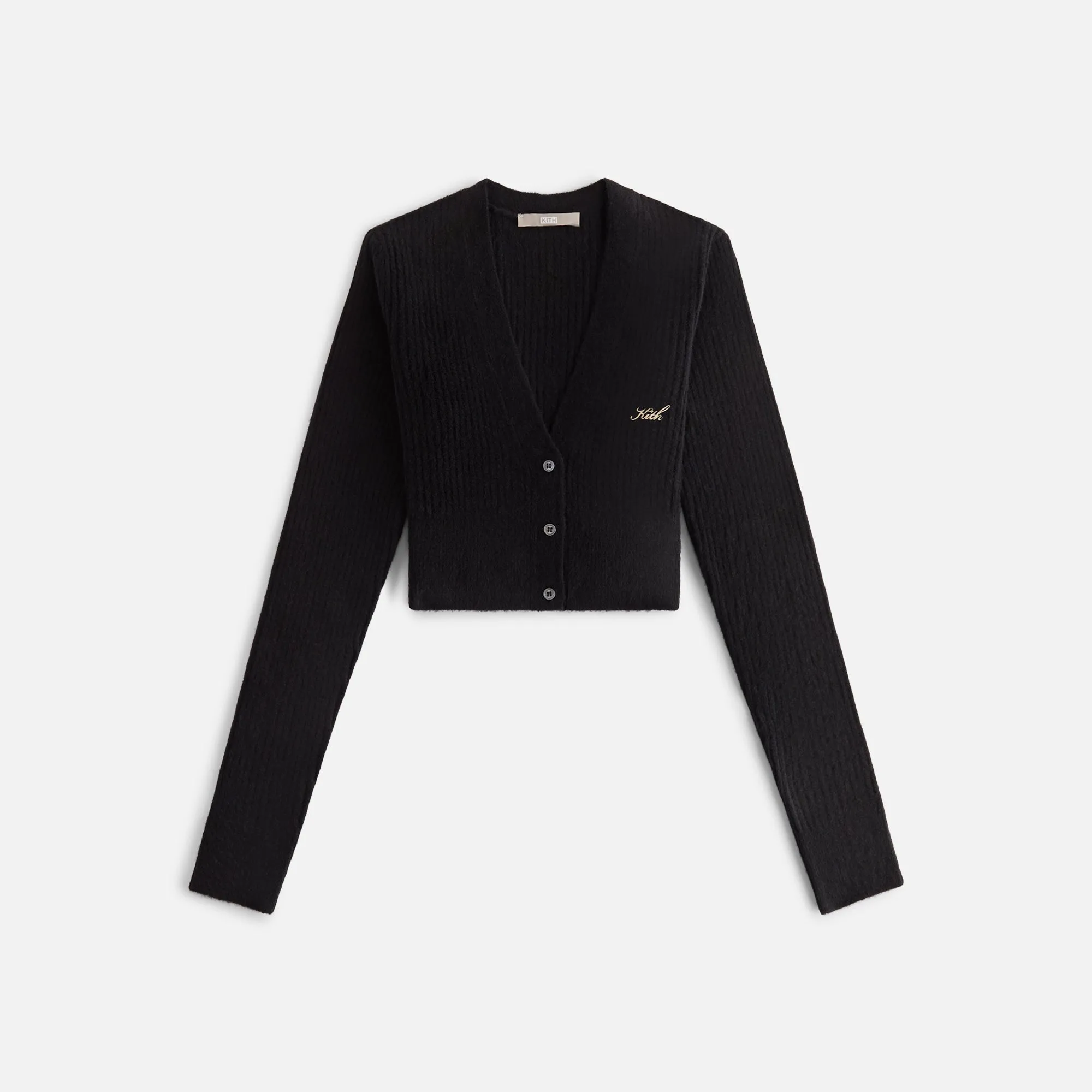 Kith Women Sydney Cropped Plush Rib Cardigan - Black sold by Kith
