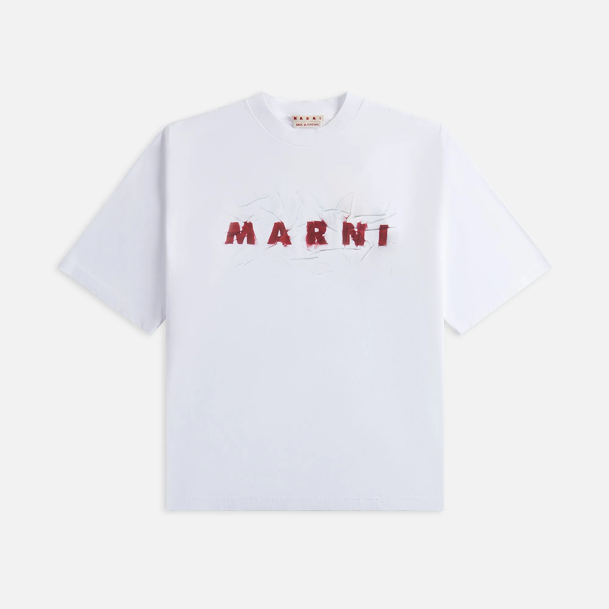Marni Organic Jersey Tee with Wrinkled Marni Logo - Lily White sold by Kith