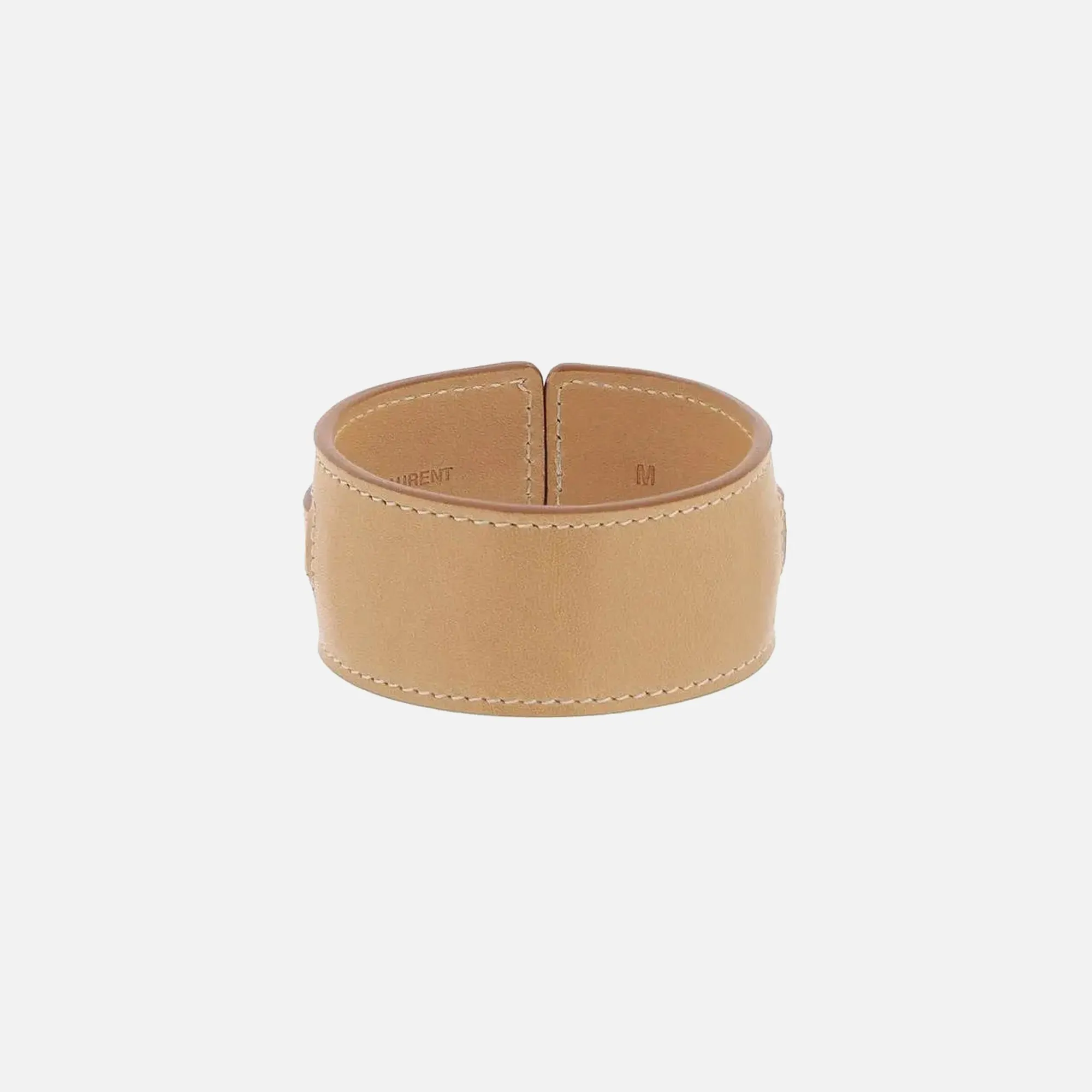Saint Laurent YSL Leather Bracelet - Vintage Brown Gold