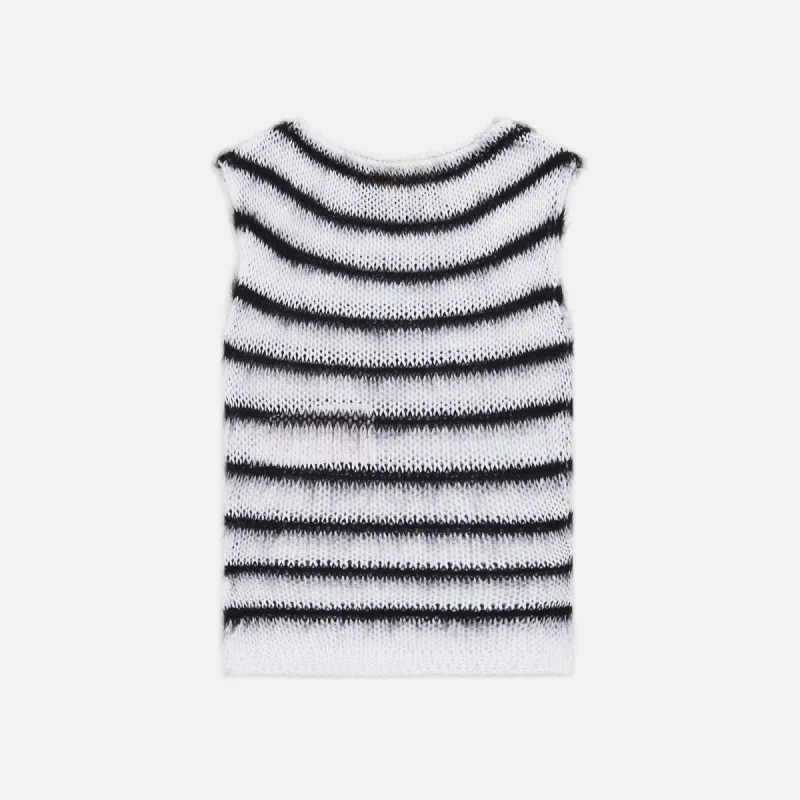 Marni Roundneck Bicolor Stripe Sweater - Lily White made by Marni