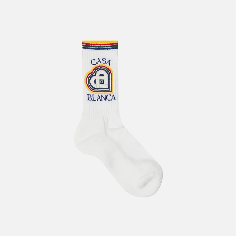 Casablanca Ribbed Sport Sock with Rainbow Heart - Multi sold by Kith