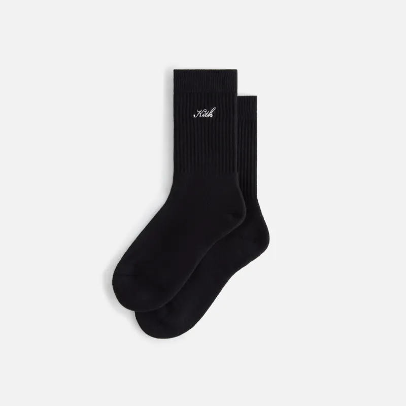 ★24SS★Kith Striped Mid Crew Socks With Script Embroidery Kith Stripe Embroidery Script Crew Socks Region Men's - SS24