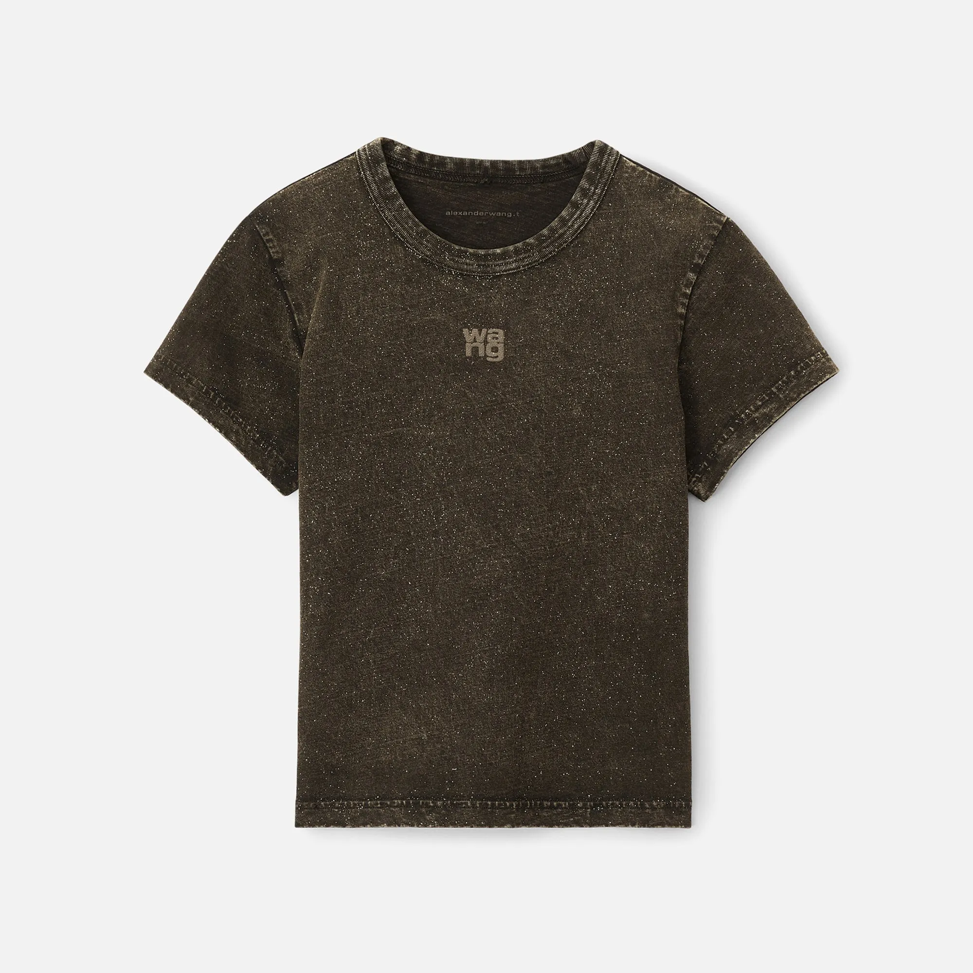 T by Alexander Wang Glitter Essential Jersey Shrunk Tee With Puff Logo - Army Green sold by Kith