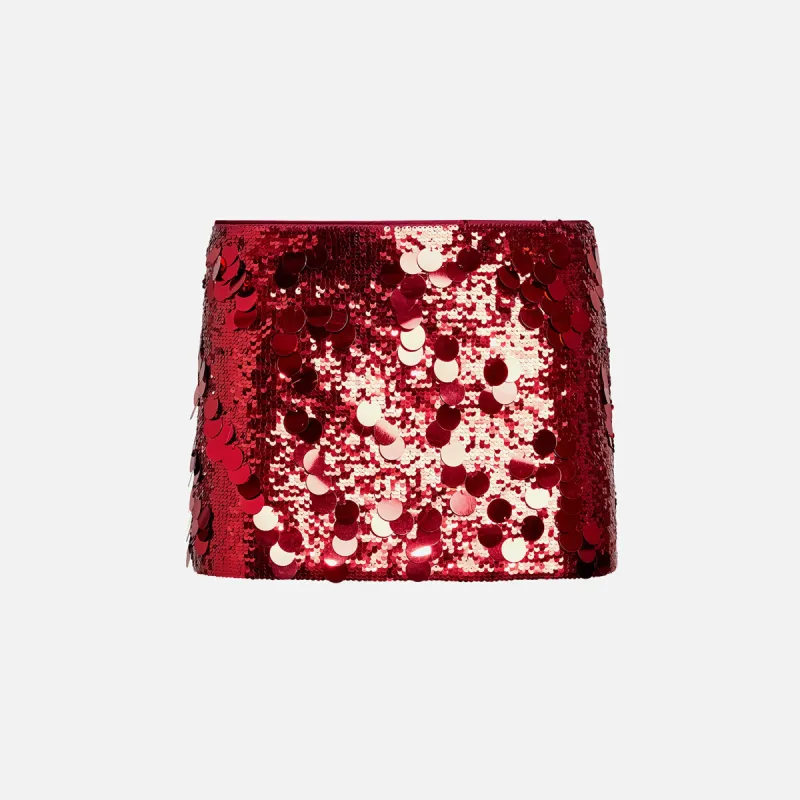 GUIZIO Low Rise Paillette Skirt - Merlot sold by Kith