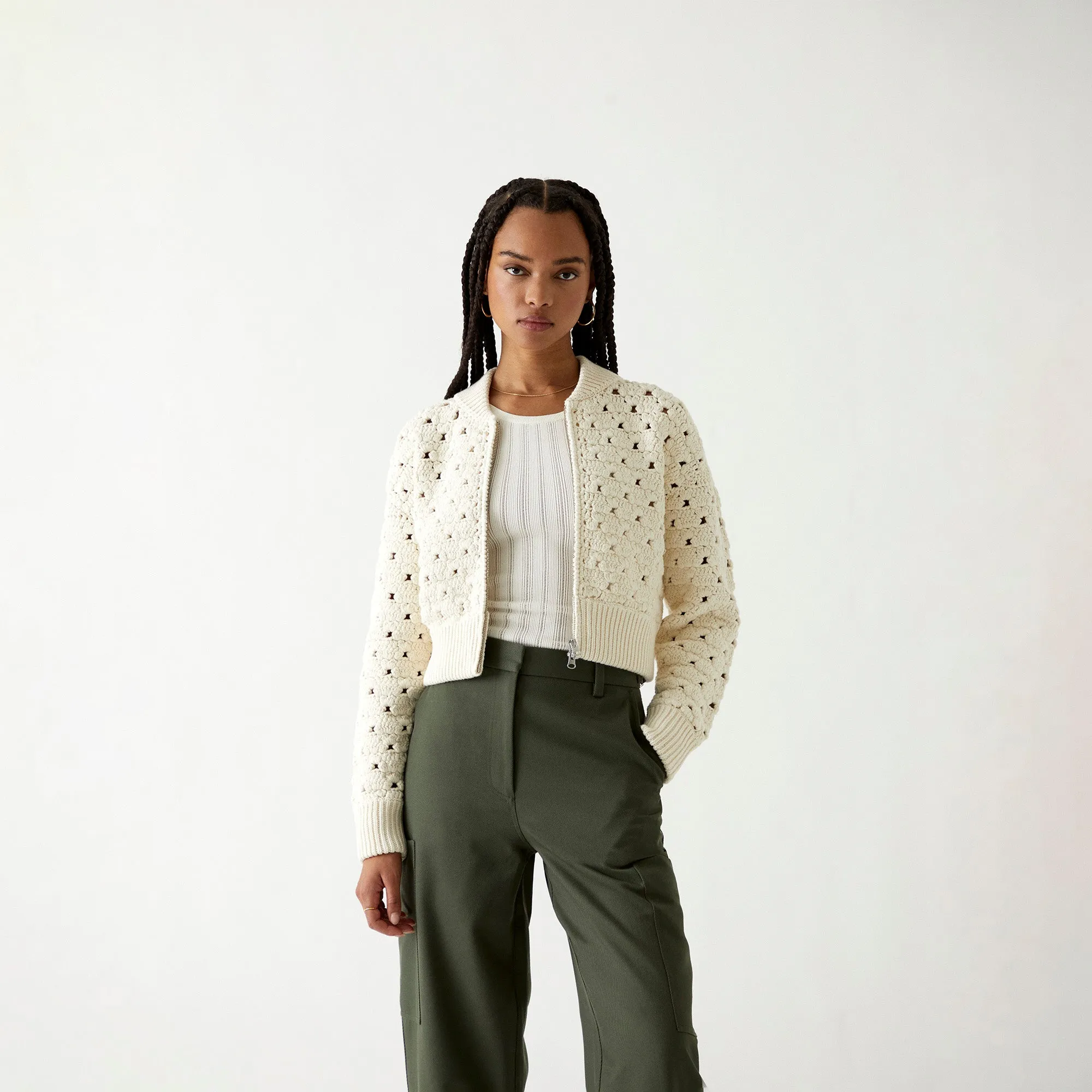 Kith Women Merritt Crochet Knit Bomber - Whisper sold by Kith product image thumbnail 3