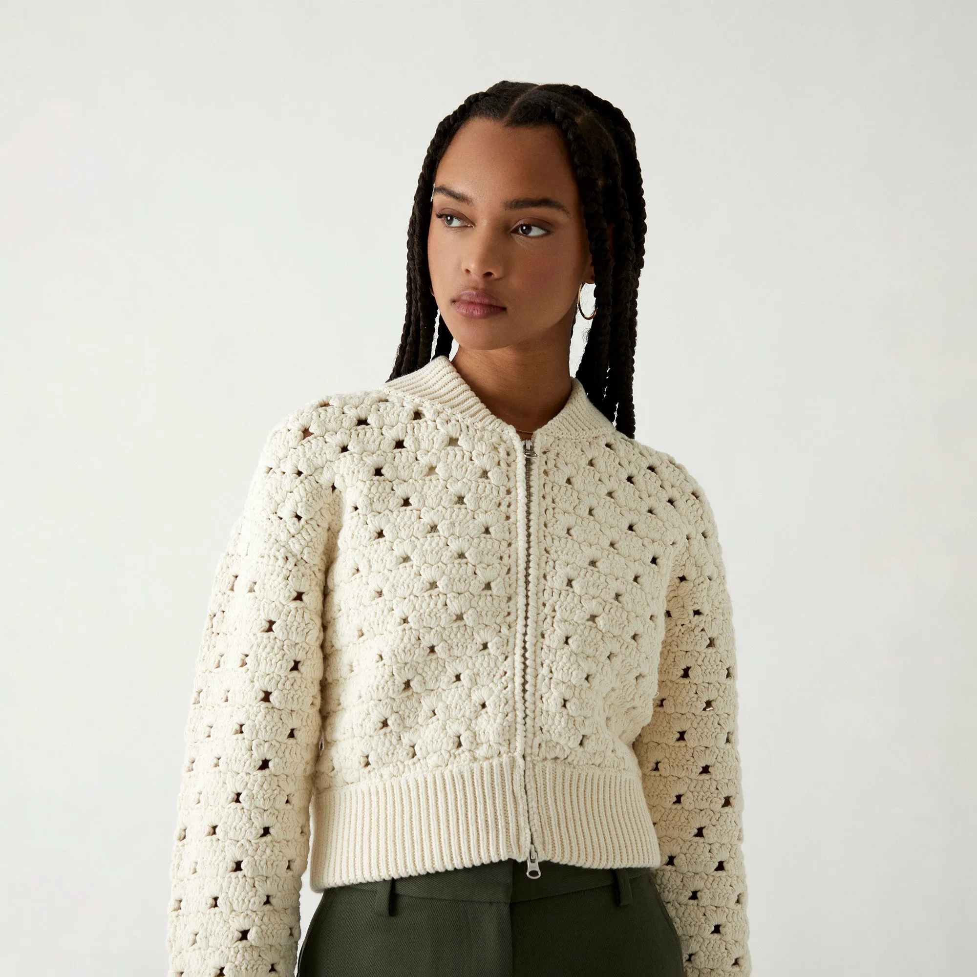 Kith Women Merritt Crochet Knit Bomber - Whisper sold by Kith product image thumbnail 4