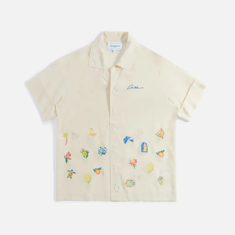 Casablanca Embroidery Logo Silk Shirt - Off-White sold by Kith