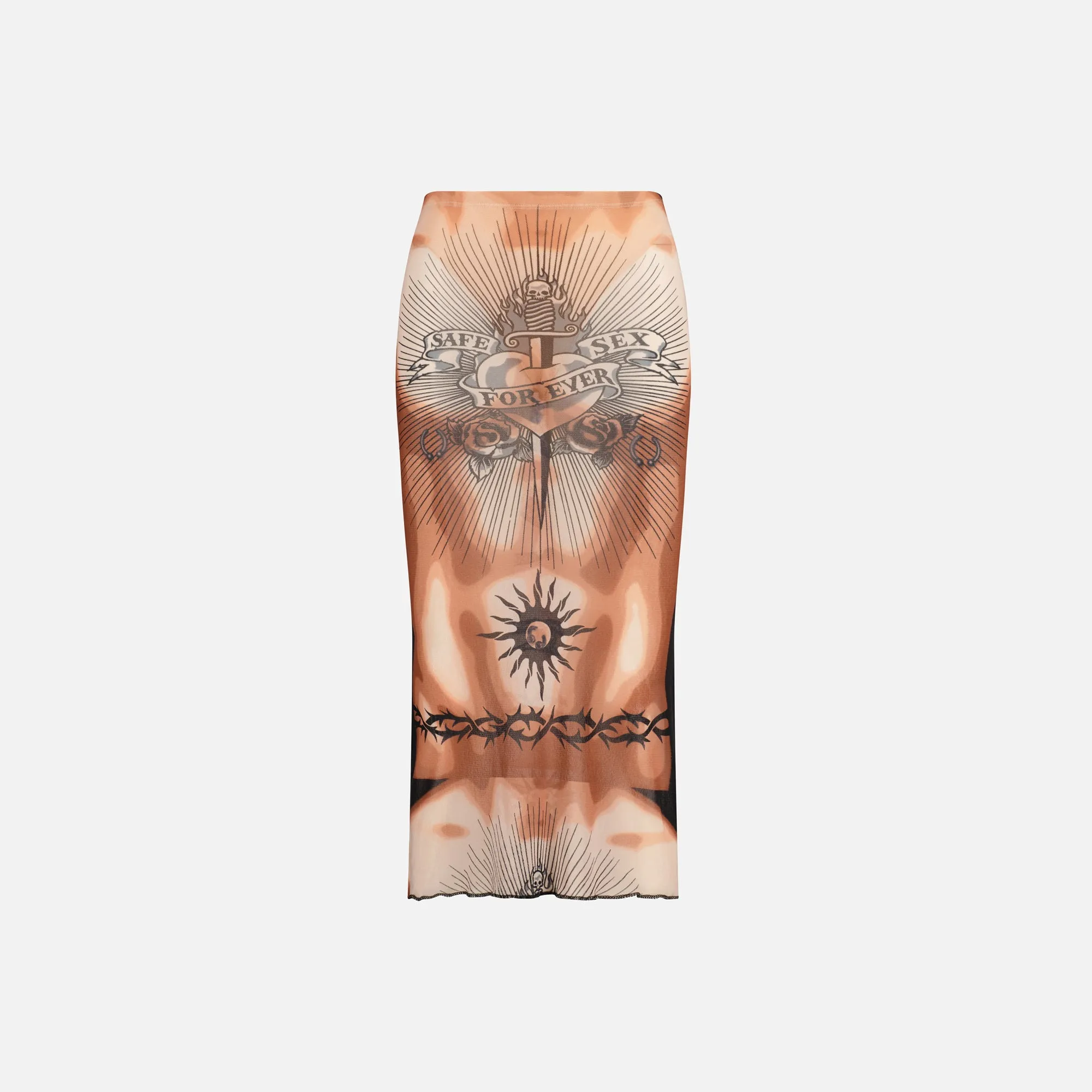 Jean Paul Gaultier Midi Skirt Low Waist - Safe Sex Tattoo sold by Kith
