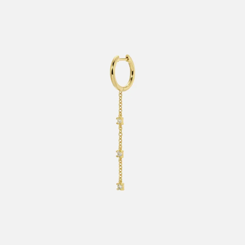 Isa Grutman Single Huggie with Diamond Chain Drop 14K Gold - Yellow Gold sold by Kith
