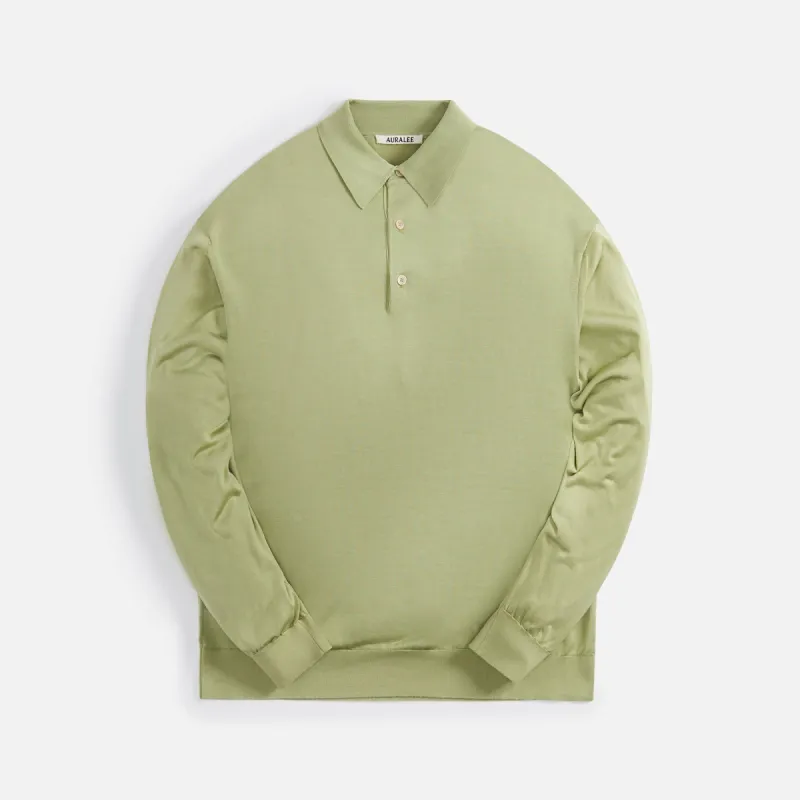 Auralee Super High Gague Washable Slik Knit Polo - Light Grey sold by Kith