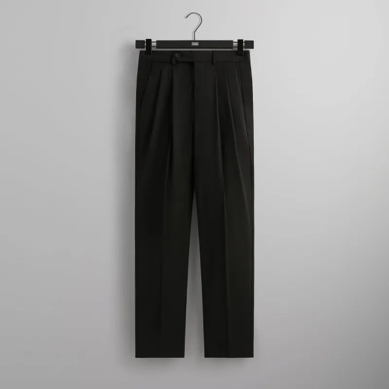 &Kin Tropical Wool Kylan Pleated Trouser - Black sold by Kith