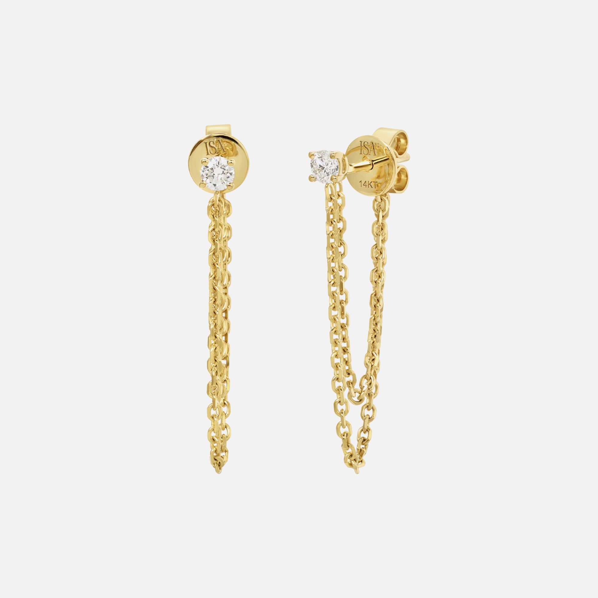 Isa Grutman Diamond Chain Earrings 14K Gold - Yellow Gold sold by Kith
